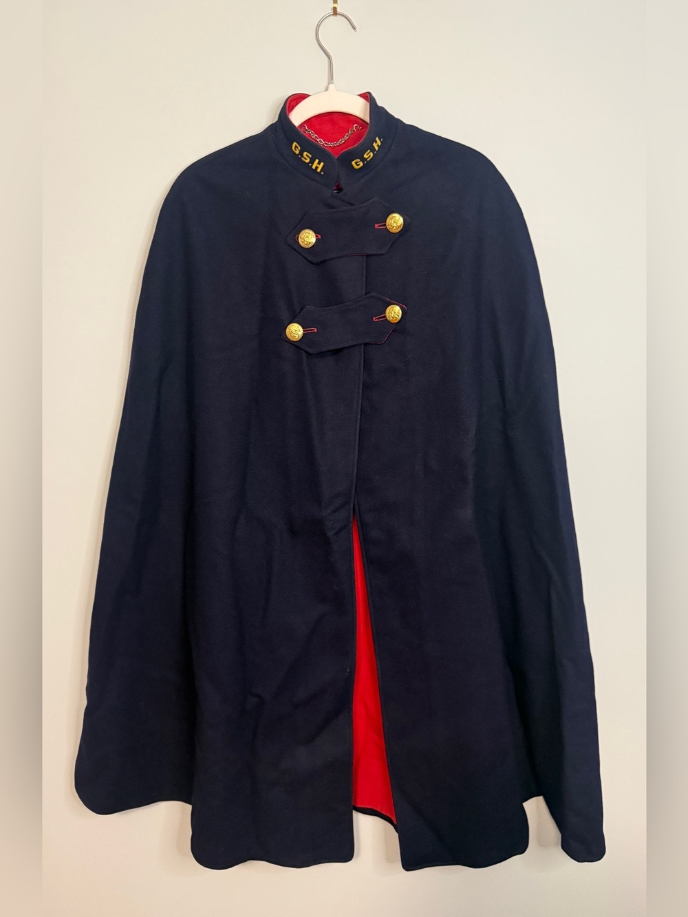 Vintage WW2 Nurse Cape Navy Blue Wool Red Lining Standard Apparel Co Cleveland